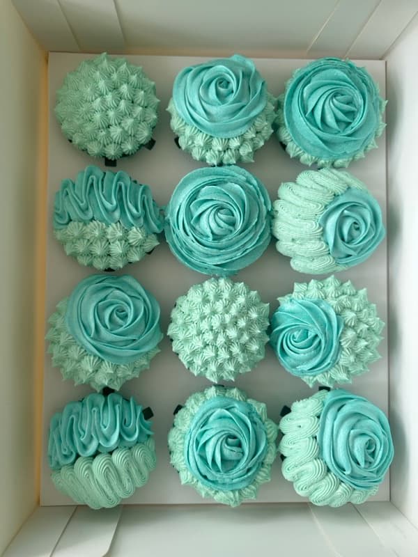 Teal blue celebration cupcakes